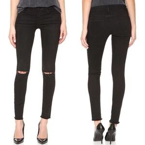 Frame Jeans Black Le Skinny de Jeanne Jeans Distressed Size 28 Noir Rips